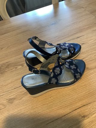 Sandali donna blu e argento