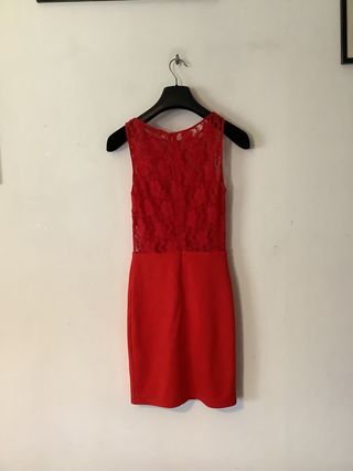 Vestito Zara donna rosso pizzo
