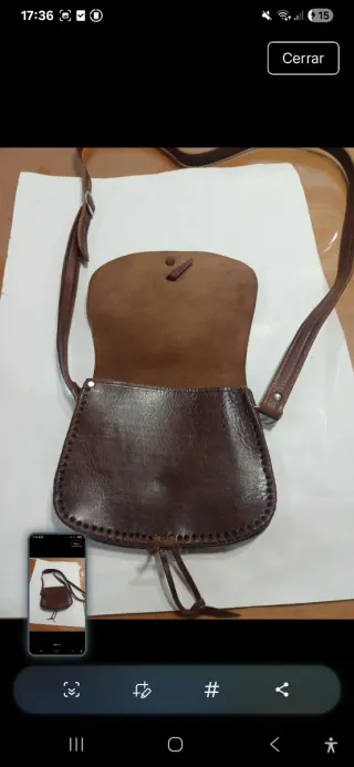 Borsa in pelle marrone vintage con bandoliera