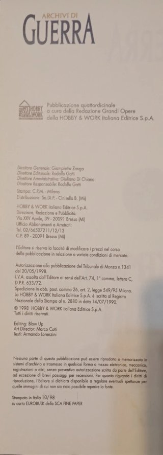15 libricini ARCHIVI DI GUERRA Hobby & Work 1998