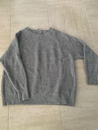 Jersey gris de punto con cremallera