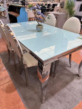 Mesa Comedor Cristal y Metal