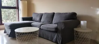 Sofá Chaiselongue IKEA Gris Tela