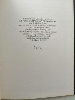 Historia de Málaga y su Provincia 2 volúmenes