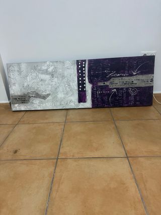 Cuadro Lienzo Decorativo Abstracto Morado/Plata