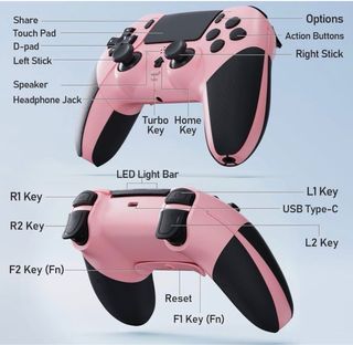 Mando PS4 Inalámbrico Rosa y Negro