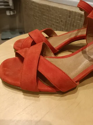 Sandali scamosciati rossi tacco 39