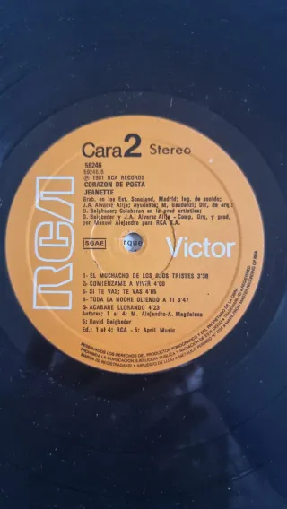 Jeanette - Corazón de Poeta Vinilo LP España 1981