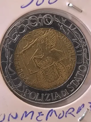 Moneda Italia 500 Liras Conmemorativa 1997