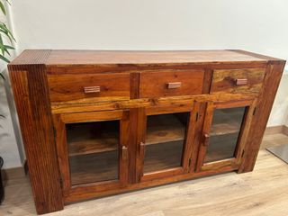 Buffet Madera Maciza con Puertas Cristal