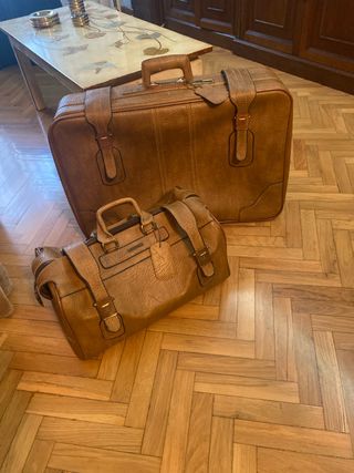 Juego de maleta y maletín vintage