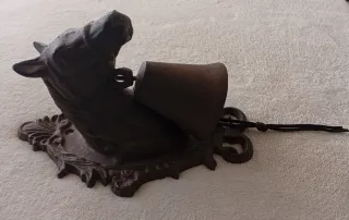 Timbre-campana de hierro fundido cabeza de caballo