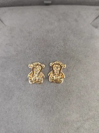 Pendientes Oso Brillantes Dorados de 18k