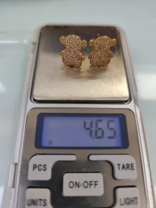 Pendientes Oso Brillantes Dorados de 18k