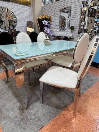Mesa Comedor Cristal blanco