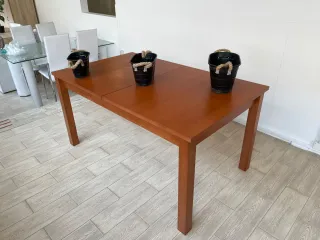 Mesa de madera marrón extensible