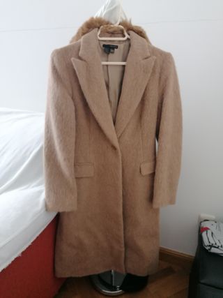 Abrigo lana natural 80% beige/marrón