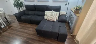 Sofá chaise longue eléctrico gris/negro