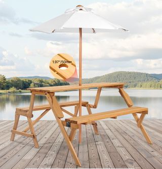 Banco de madera convertible en mesa
