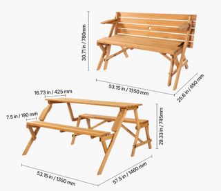 Banco de madera convertible en mesa