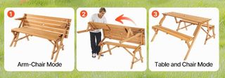 Banco de madera convertible en mesa