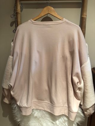Sudadera Zara Beige/Rosa Talla M