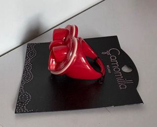Anello Camomilla cuore rosso e bianco