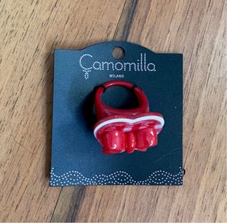 Anello Camomilla cuore rosso e bianco
