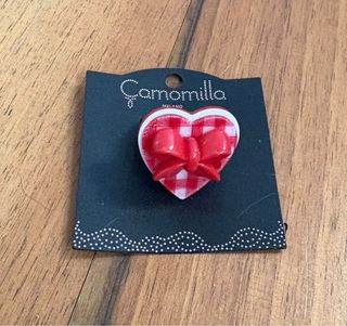 Anello Camomilla cuore rosso e bianco