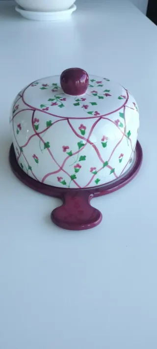 Quesera cerámica floral