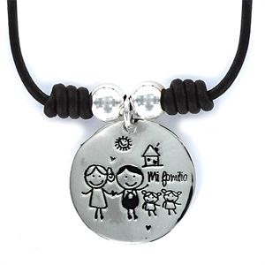 Colgante Plata Familia con Cuero