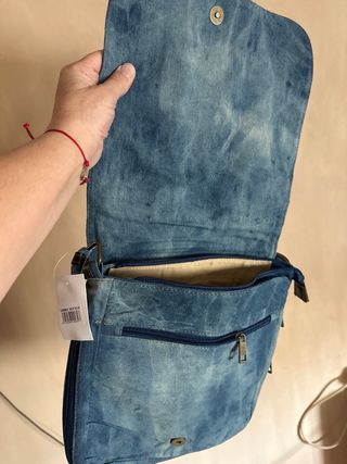 Bandolera denim unisex con parches