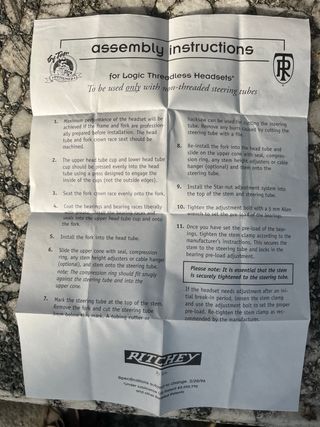 Juego Dirección Ritchey Logic 1, 1/8