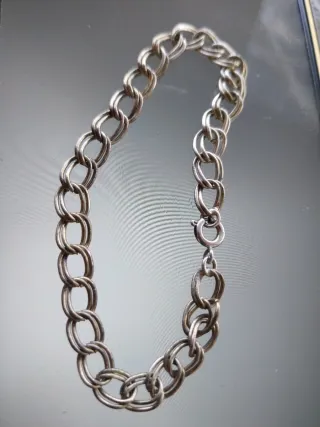 Pulsera eslabones dobles plateada