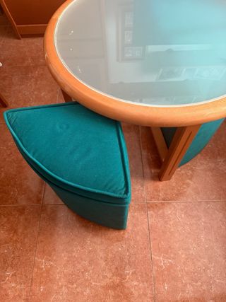 Mesa auxiliar cristal y madera
