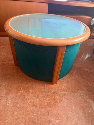 Mesa auxiliar cristal y madera
