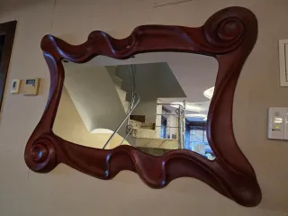 Espejo Madera Nogal Tallado Mano