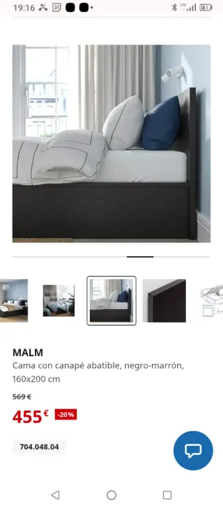 Cama MALM IKEA 160x200cm con canapé
