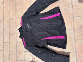 Chaqueta Moto Mujer Negra y Rosa
