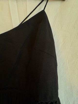 Top lino y voile algodón negro bellísimo