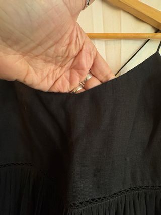Top lino y voile algodón negro bellísimo