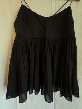 Top lino y voile algodón negro bellísimo
