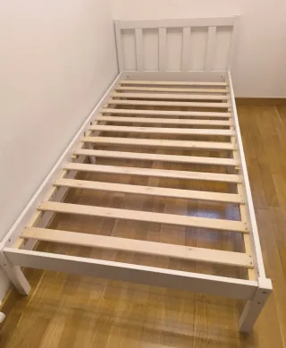 Estructura de cama individual blanca de 90x200