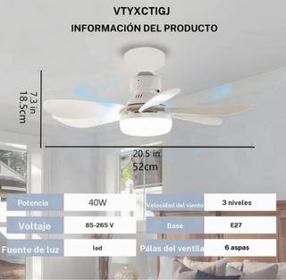 Ventilador techo portátil con lámpara negro