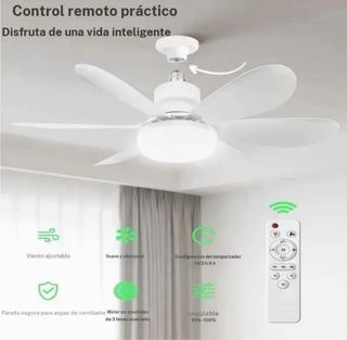 Ventilador techo portátil con lámpara negro
