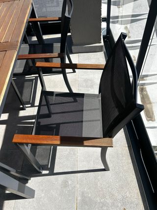 Conjunto Mesa y 6 Sillas Jardín Terraza Madera