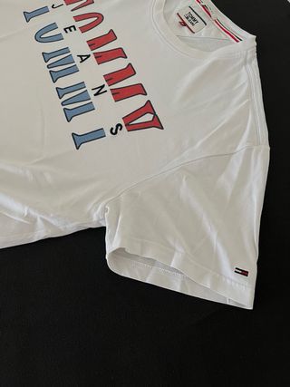 Tommy Hilfiger Camiseta Blanca Streetwear Talla M