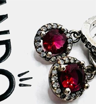 Pendientes Pandora Aro Corazón Rosa y Circonitas