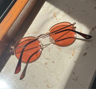 Peach pink round-shaped sunglasses 80s 90s vintage