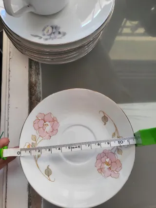 Juego 5 Tazas y 6 Platos Café Porcelana Floral
